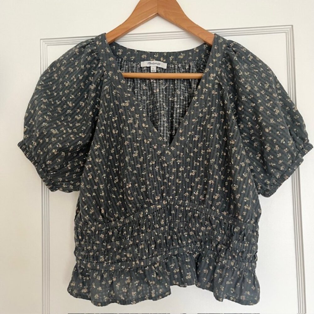Madewell Manon Cotton Voile Top in Architect Green | Size Large - Picture 4 of 10